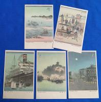 ①「復興記念　横濱大博覧會要覧」、②「復興記念　横濱大博覧會鳥瞰図」、③「吉田初三郎・絵葉書」　3点セット