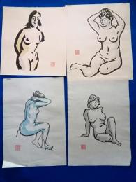 小角又次　木版画<裸婦像>　4枚　すべて落款入り