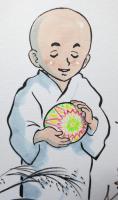 ちばてつや 自筆彩色色紙 「鎮魂」 署名・落款入