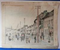 木版画　横浜馬車道