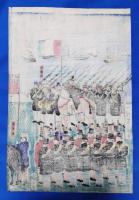 一川芳員画（錦絵）　「五國異人横濱上陸図」　3枚続き