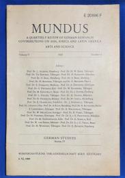 英文書　『MUNDUS　A QUARTERLY REVIEW OF GERMAN RESEARCH CONTRIBUTIONS ON ASIA, AFRICA AND LATIN AMERICA　ARTS AND SCIENCE』　MUNDUS : アジア、アフリカ、ラテンアメリカの芸術と科学に関するドイツの研究貢献に関する四半期レビュー