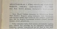トルコ語　『FIRST INTERNATIONAL CONGRESS OF TURKISH ARTS (19th-24th OCTOBER, 1959)』 第1回トルコ芸術国際会議1959年10月19日～24日
