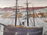 大日本五港之内　神戸港　彩色　砂目　石版画