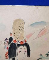 大橋月皎　歌舞伎絵　色紙