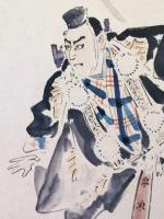 大橋月皎　歌舞伎絵　色紙