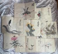 肉筆墨彩画帖　「瑞穂」落款入　折帖8冊　172景
