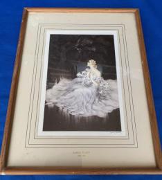ルイ・イカール　彩色画複製ミニ版・印刷　「　ゆり　」　木製額入り　