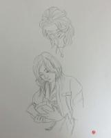 【肉筆画】「読む人Ｂ」林哲夫画・落款