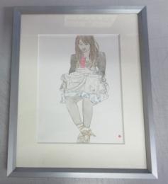 【彩色原画】読む読む人　林哲夫画・落款