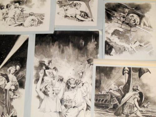 柳柊二 ノストラダムスの大予言関連挿絵 画稿 11枚/掲載元不明(柳柊二