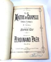 オペラ楽譜 LE Maitre de Chapelle(礼拝堂の主人) Opera-Comique en 2 Actes Paroles de SOPHIE GAY