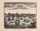 18th C. Hand-Colored Engraving View of La Rochelle France Harbor