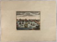 18th C. Hand-Colored Engraving View of La Rochelle France Harbor