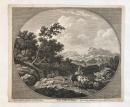 Original 18th C. Engraving "The Little Farmer" by F. Vivares (c. 1770s) after Berghem - Pastoral Landscape with Cattle