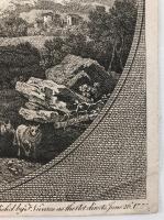 Original 18th C. Engraving "The Little Farmer" by F. Vivares (c. 1770s) after Berghem - Pastoral Landscape with Cattle