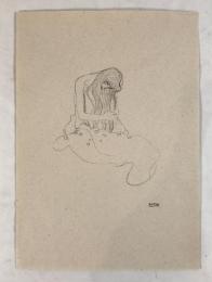 Gustav Klimt "Seated Nude with Long Hair" Vintage Art Print - Facsimile Signed - Vienna Secession Drawing Reproduction
