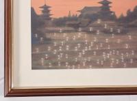 「薬師寺夕景・赤トンボ」奈良風景 日本画調