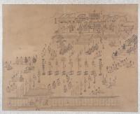 【時代資料】皇室儀式図『紫宸殿即位之図』 明治～大正期頃 額装 即位の礼 高御座 萬歳旗 有職故実