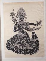 【額装】カンボジア 拓本 アプサラ天女 クメール美術 アンコールワット