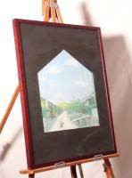 【真作】鷲見麿「小指」パステル・色鉛筆画 変形額装