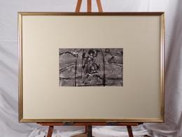 【真作/模写】中村忠二「抽象・人物（仮）」水墨/インク 1960年 額装 裏面シール有 孤高の画家 ドローイング