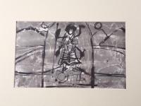 【真作/模写】中村忠二「抽象・人物（仮）」水墨/インク 1960年 額装 裏面シール有 孤高の画家 ドローイング