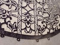 仏教美術】古拓本/版画「飛天文 磬（けい）」額装 昭和レトロ 民藝 拓本 天人 宗教画