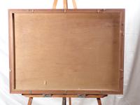 仏教美術】古拓本/版画「飛天文 磬（けい）」額装 昭和レトロ 民藝 拓本 天人 宗教画