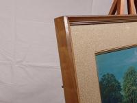 【真作/模写】日本画風景「湖畔の葦」銘『寛』額装 F6号 昭和レトロ 青の絶景 東山魁夷風 インテリア