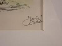 【限定50部】スイス風景画「シャフハウゼン」ムノート要塞 直筆サイン『Yoshi』額装 リトグラフ/版画 建築スケッチ 美品