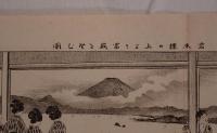 古地図・一枚物】 明治期細密版画 『江の島名所・岩本楼および貝細工商店・各旅館之図』 墨一色 1枚 （江之島観光風俗資料）