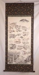 『皇紀二千六百年記念 富士山頂上奥宮謹刻 富士登山行程絵図』 彩色木版画