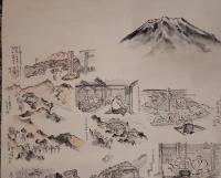 『皇紀二千六百年記念 富士山頂上奥宮謹刻 富士登山行程絵図』 彩色木版画