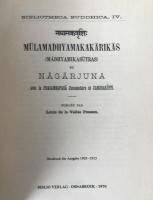 Mūlamadhyamakakārikās: Nāgārjuna, Candrakīrti Commentary, 1970 Biblio Verlag Reprint