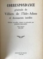 Auguste Villiers de l'Isle-Adam: Correspondance Générale, 2 Volumes, 1962 Critical Edition

