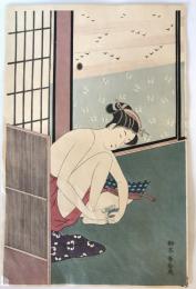 【絵画】美人画浮世絵版画 3点　鈴木春信・菊川英山・渓斎英泉画　少々折れ、イタミあり