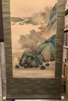 【模写】【掛軸】南画　南宗画　香芸士悳　辛酉小春　紙本　落款あり　ヤケあり、少々汚れ・イタミあり