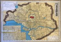 【古地図】東京最新全圖　明治卅八年三月改正 コンベナイント式 富里長松・岡村庄兵衛編　国土地図　明治38.1　傷少