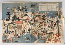 漫画旅行　日本全図　第6図 （近畿・中国地方 滋賀県・京都府・兵庫県・鳥取県・島根県・広島県・岡山県）　戦前 1945年以前