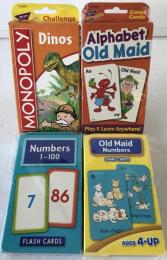 Flash Cards & Game Cards 4個セット　Monopoly Dinos Card、Alphabet Old Maid、Numbers 1-100 Flash cards、old maid Numbers