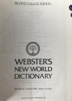 Webster's New World Dictionary Second College Edition