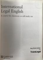 International Legal English Student's Book with Audio CDs (3): A Course for Classroom or Self-Study Use (英語版)