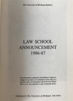 Law school Announcement 1986-87 Vol.15 No.13