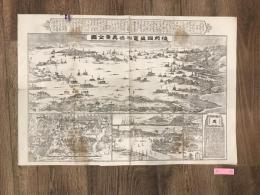 【明治39年 木版鳥瞰図】「陸前国塩竈真景全図」 野村次録刊（松島・塩竈風景