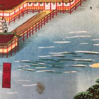 【古地図】【明治37年 彩色木版】「日本三景之嚴島神社真景全図」 廿日市刊 宮島観光鳥瞰図