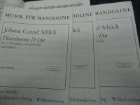 楽譜/マンドリン/Johann Conrad Schlick/Divertimento D-Dur/1st Mandolin、 2nd Mandolin、 Liutoのパート譜付き。