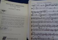 吹奏楽 楽譜/クロード トーマス スミス/フェスティヴァル ヴァリエーションズ/フルスコア＋パート譜（一部欠け有。）すべて学校印有/FESTIVAL VARIATIONS For Concert Band 
