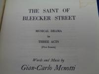 輸入楽譜/ヴォーカル譜/メノッティ/ブリーカー街の聖者/MENOTTI/The Saint of Bleecker Street/
大きさ縦約27cm×横約19cm/SCHIRMER/307P