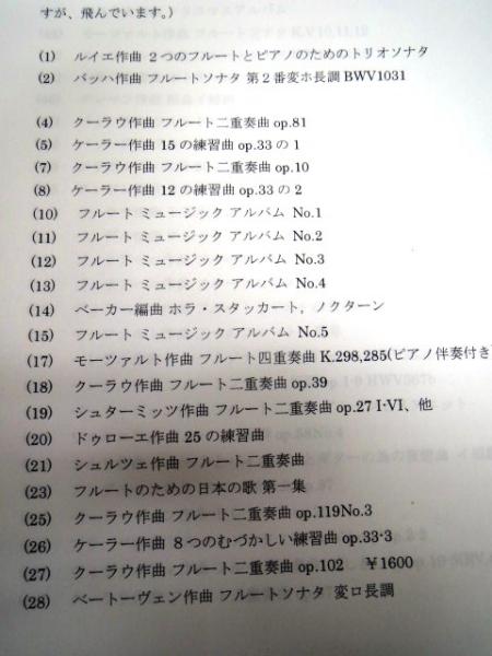 フルート楽譜 約180冊セット JAPAN FLUTE CLUB No.1からNo.208(内、3,6
